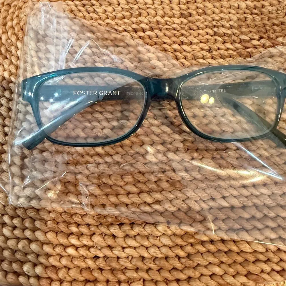 Foster Grant Pearla MS0619 Eyeglass Frames Teal Blue Rectangle Women 53-16